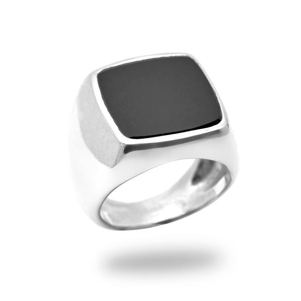 Silver ring onyx James